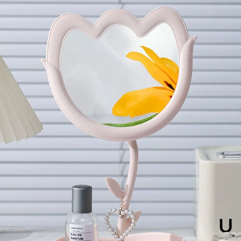 Afneembare tulpbloem make-upspiegel multifunctioneel met sieradenopslag make-upspiegels woondecoratie verstelbare hoek