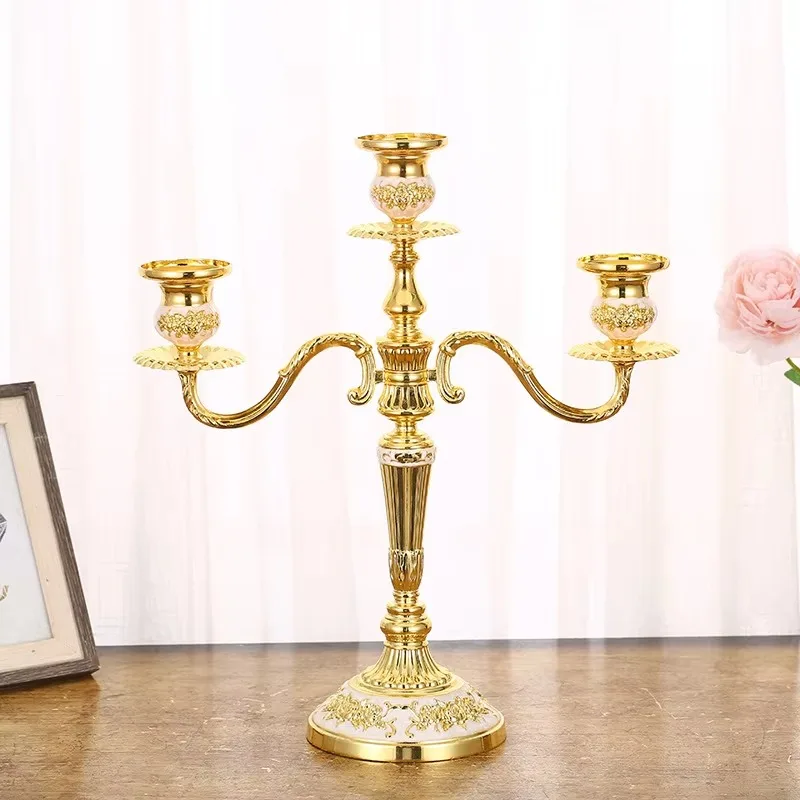 Candelabro Retro europeo de 3/5 cabezas, decoración para el hogar, candelabro  Metal para cena, adorno  soporte para velas