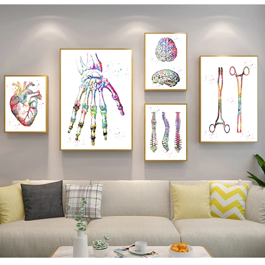 Prints Wall Pictures For Doctor Office Decor Anatomy Art Human Heart Brain Lungs Wall Art Canvas Painting Nordic s And