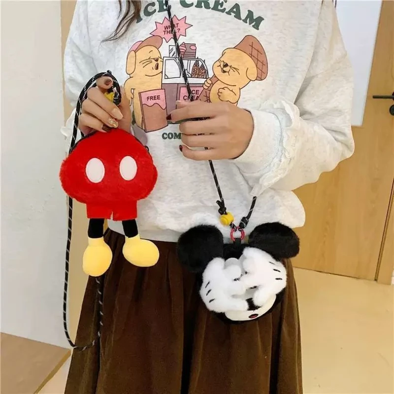 

Дисней Микки мультфильм милый ремешок через плечо сумка креативный чехол для ключей плюшевая кукла сумка для наушников студенческий маленький кошелек подарок оптом