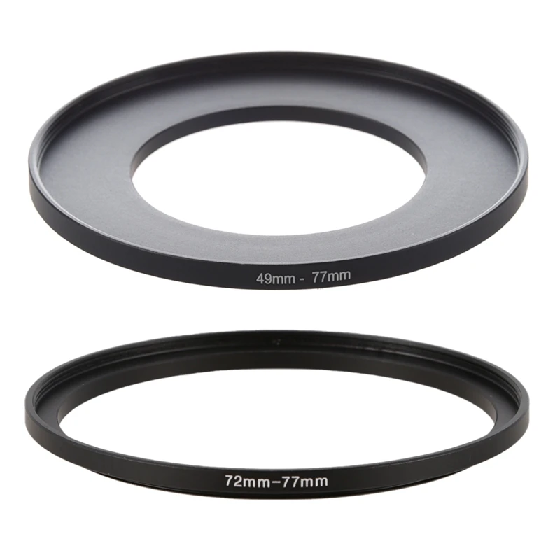 RISE-2X Camera Lens Filter Step Up Ring 49Mm-77Mm/72Mm-77Mm Adapter Black