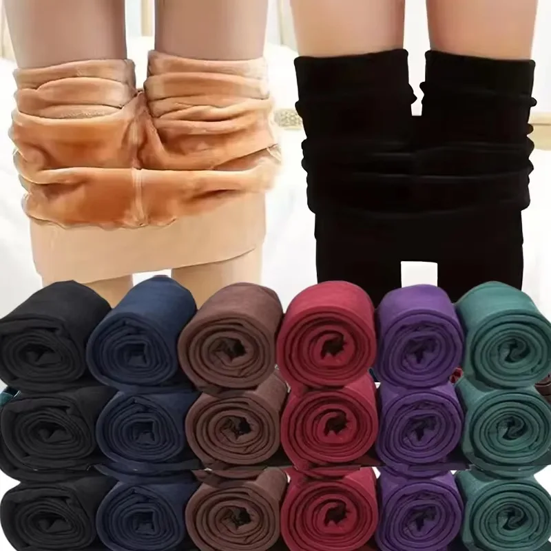 2025 جديد الخريف الشتاء النساء الصوف المخملية الدافئة تخزين عالية الخصر مطاطا سليم مثير جوارب جوارب طويلة الجوارب لينة طماق #4