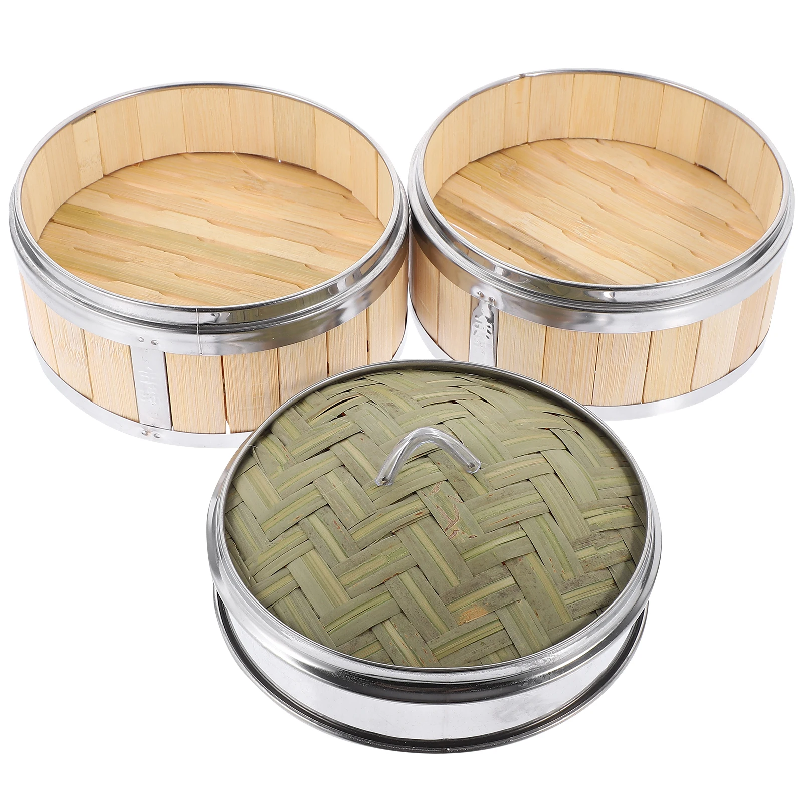 

1 set 16x2 Stainless Steel Baskets Bamboo Dumpling Steamer with Lid Random Color for Cooking Dim Sum Food Steamer