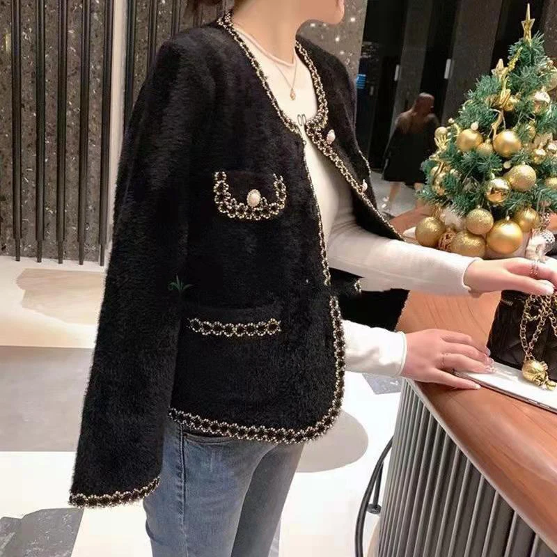 Autumn Winter Women\'s Elegant Fashion All-match Coat Ladies Temperament Buttons Cardigan Top Female Loose Casual Outwear Jacket