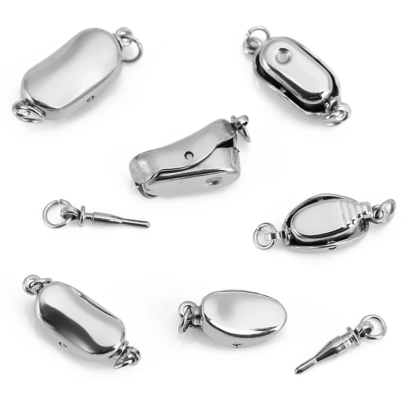 

2pcs Stainless Steel Oval Box Connector Buckle Clasp Closures Extender for DIY Bracelet Necklace Jewelry Making Buckle Findings