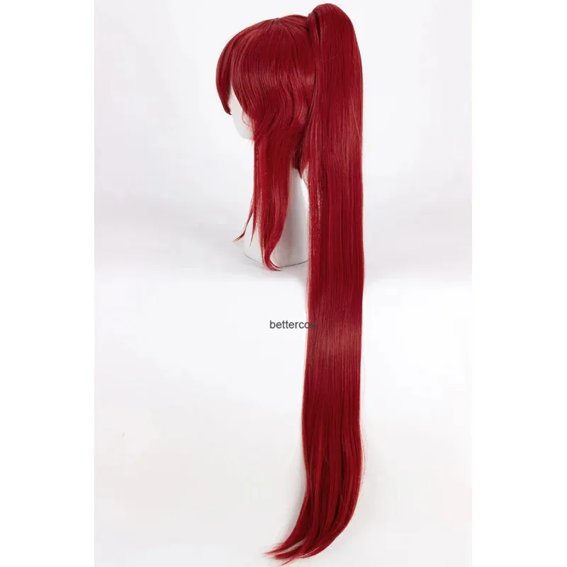 Fairy Tail Erza Scarlet Cosplay Wigs 100cm Long Wine Red Heat Resistant Synthetic Hair Wig   Wig Cap