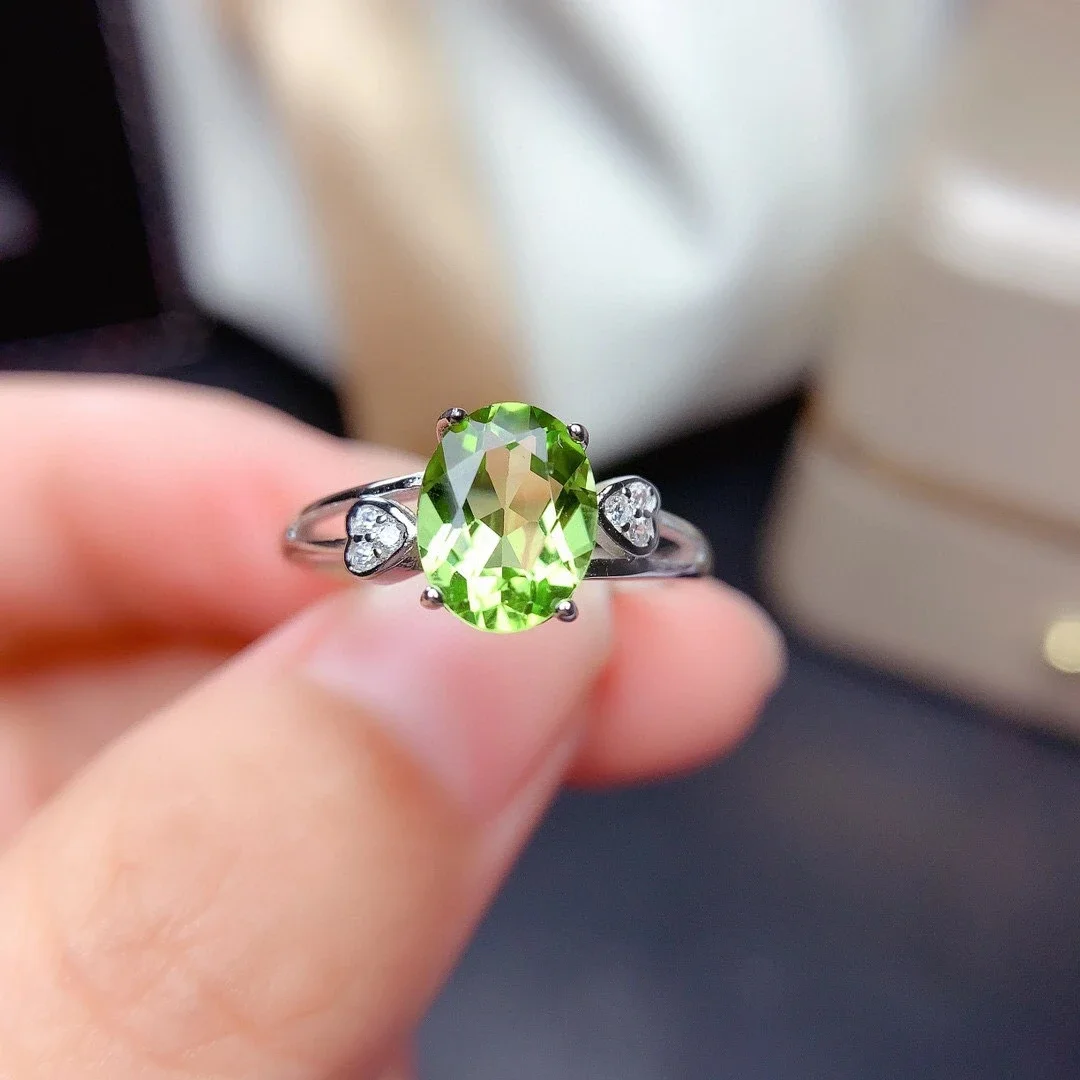 

Fashion 925 Silver Peridot Ring 2ct VVS Grade Natural Peridot Silver Ring Real Sterling Silver Peridot Jewelry