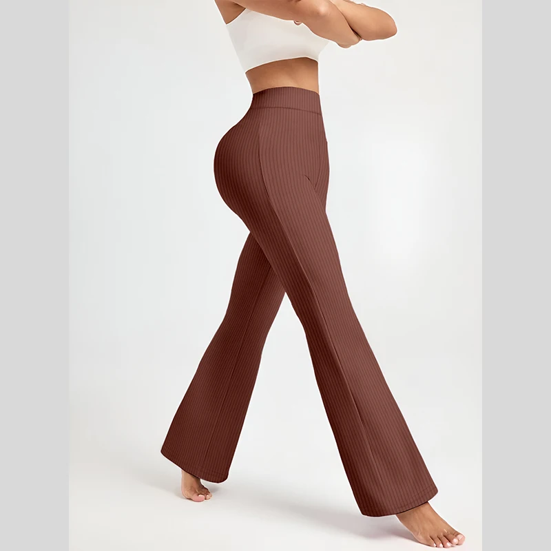 Women's Pants Solid Colour Threaded Knit Fashion Women's Flared Trousers Slim Casual Simple Wear Female Clothing
