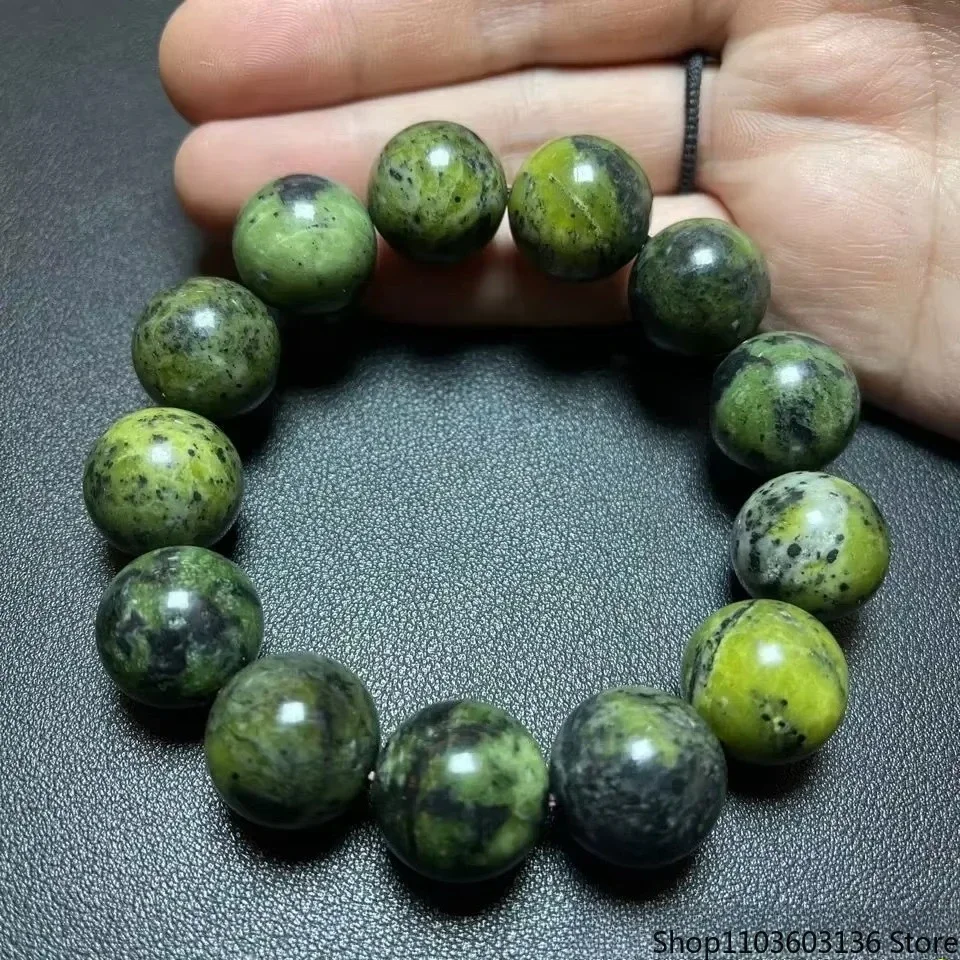 

Natural Tibetan Medicine King stone Bracelet Men's and Women's Tibetan Jade Serpentine Round Bead Single Circle Bracelet