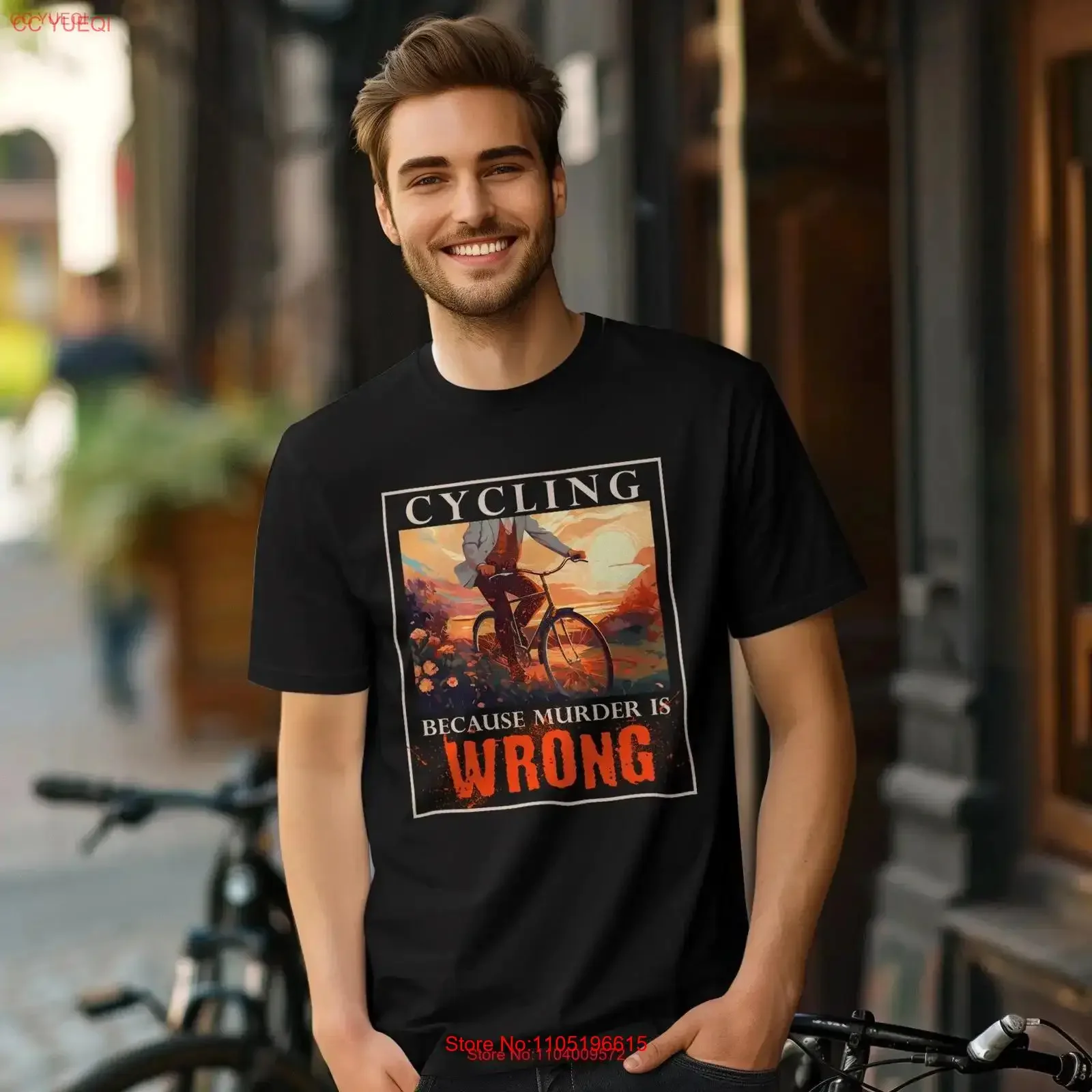 Cycling Because Murder is Wrong Funny Design T Shirt SweaT for any Cyclists vintage Washed Casual designer clothes Unisex
