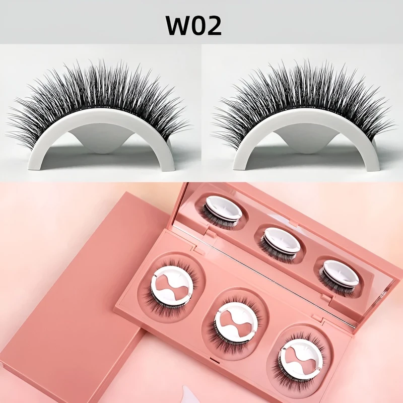 Lijmvrij zelfklevend drie paar natuurlijke valse wimpers Herbruikbare waterdichte wimperverlenging natuurlijke make-up Valse wimpers