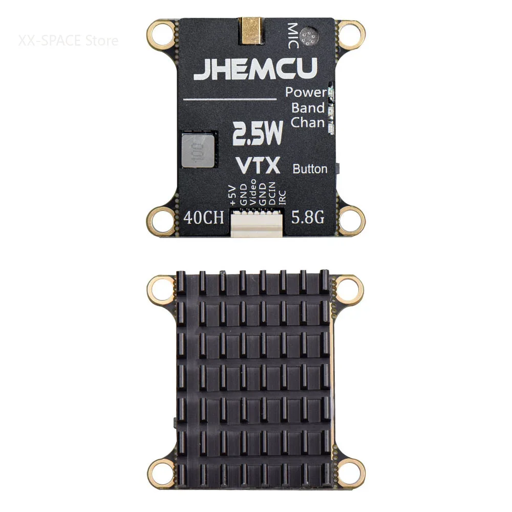 JHEMCU 2,5 W VTX 5,8 G 40CH Einstellbarer FPV-Sender Eingebauter Mikrofon-Kühlkörper 2-6S 30X30 JHEMCU RuiBet Tran-3016W 5,8 G 1,6 W