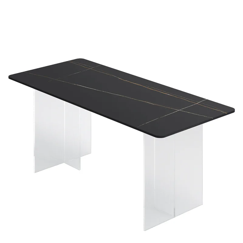 

Minimal acrylic rock slab dining table Simple transparent suspended dining table Restaurant Nakajima Taiwan rectangular dining t