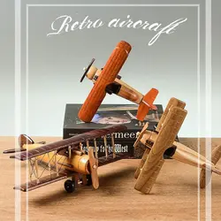 Durable Decorative Ornaments Nostalgia Creative Wooden Crafts Home Ornament Airplane Model Vintage Wooden Airplane