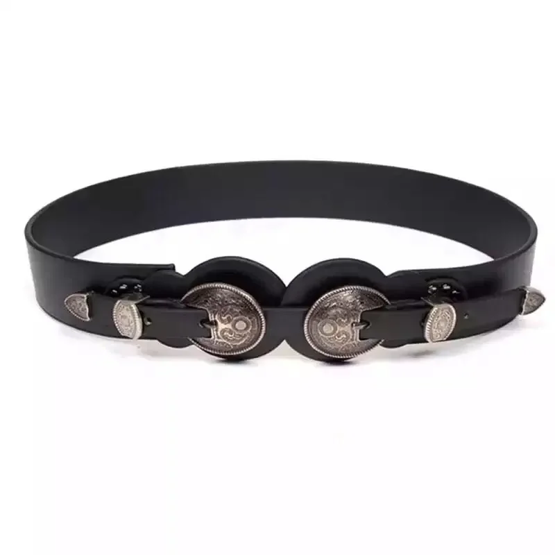 حزام منحوت برأس جلدي معدني من القرون الوسطى للرجال والنساء ، ملحق قنب ، فايكنغ ، فارس تأثيري ، حزام ، أحزمة مشبك ، زي الكبار
