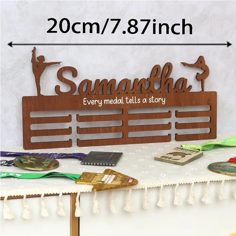 1pc Personalized Gymnastics Medal Hanger: Wooden Bedroom Wall Art,room decor,wall decor,bedroom decor,cheap room decor - view 3