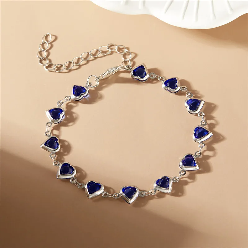 Exquisite Boho Candy Color Heart Shaped Crystal Bracelet for Women Fashion Charm Zircon Butterfly Pearl Metal Chain Bracelets image 2