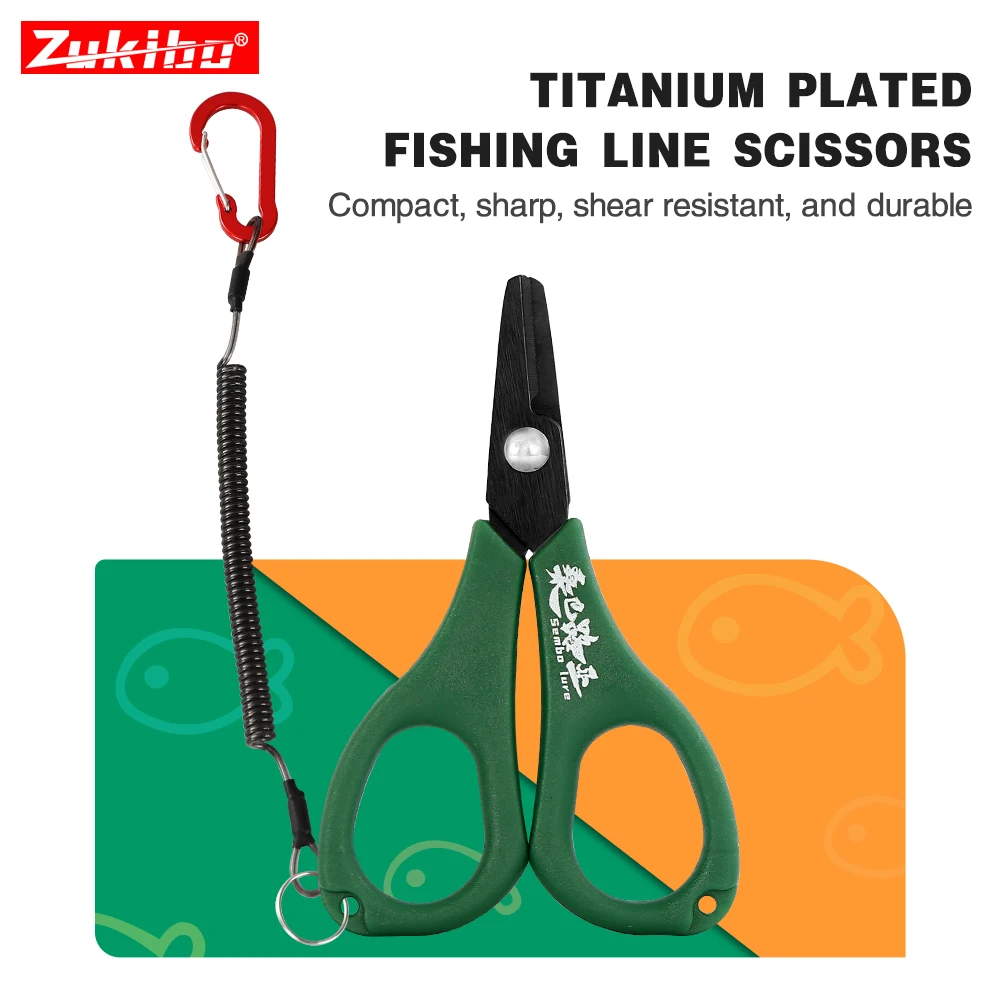 ZUKIBO Fishing PE Braid Wire Scissors Stainless Steel Titanium Coating Antirust Anti-Slip Handle Sharp Fish Line Cutter Tools