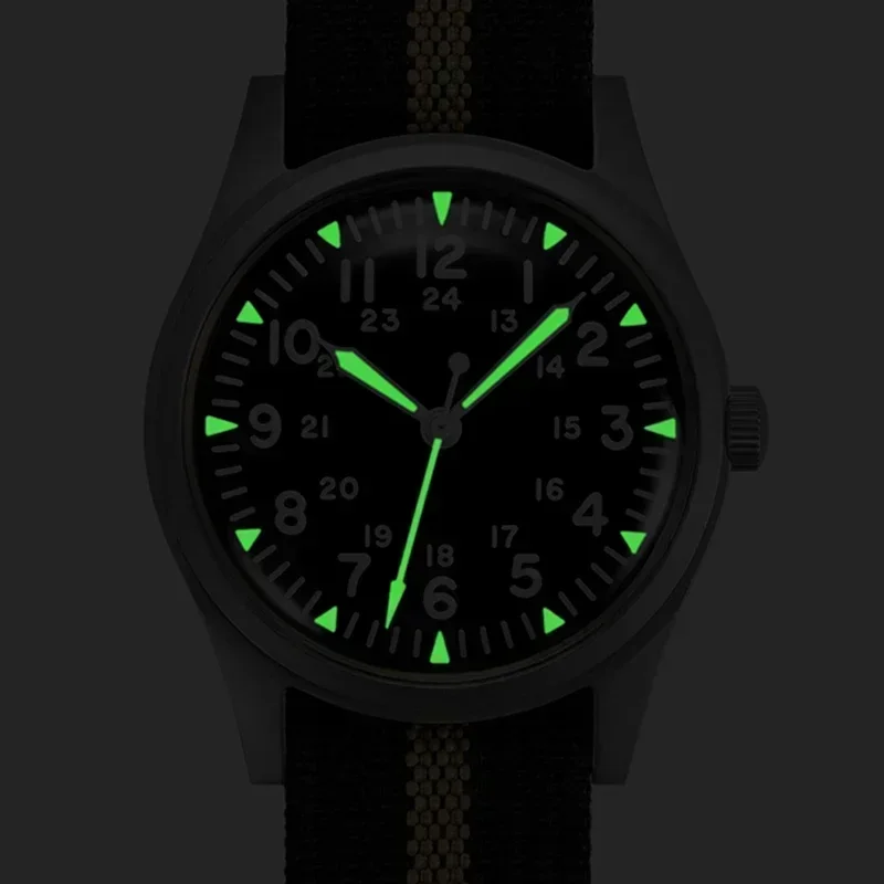 RDUNAE RA03 G10 34.5mm Retro Military Pilot Watch 316L Stainless Steel K1 Mineral Glass Luminous Personality Sports Quartz Men