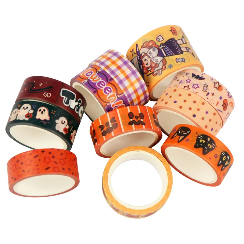 Imagem -03 - Halloween Tema Washi Tape Grupo Scrapbooking Faça Você Mesmo Jornal Papelaria Fitas de Mascaramento Deco Art Supplies Presente 11 Pcs por Conjunto