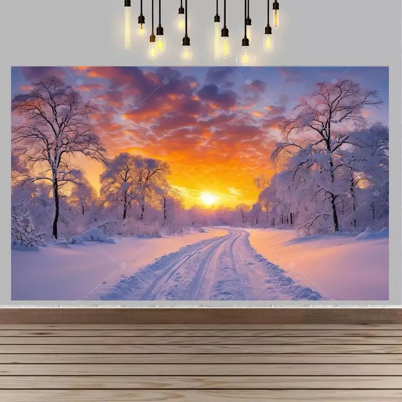 VIKAMA Photography Background Christmas Snowy Pine Forest Scene Photo Backdrop Family Party Birthday Festival Home Decor