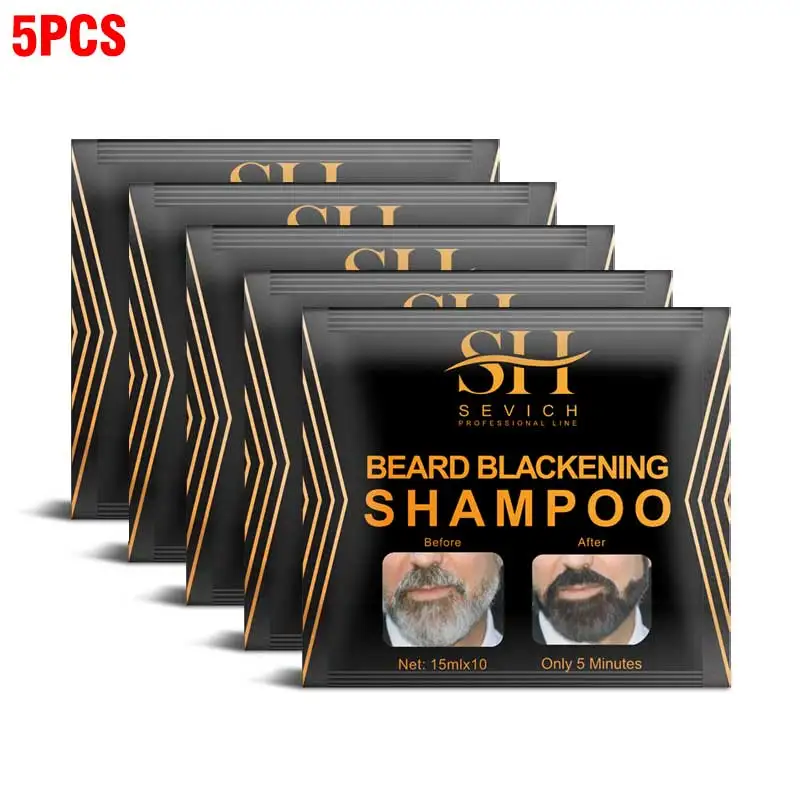 5–20 Stück natürliches Haarfärbemittel, schwarzes Bart-Shampoo, Bartfarbe für Männer, Bartfärbung, 5 Minuten, temporäres Schwärzungsschnurrbart-Shampoo