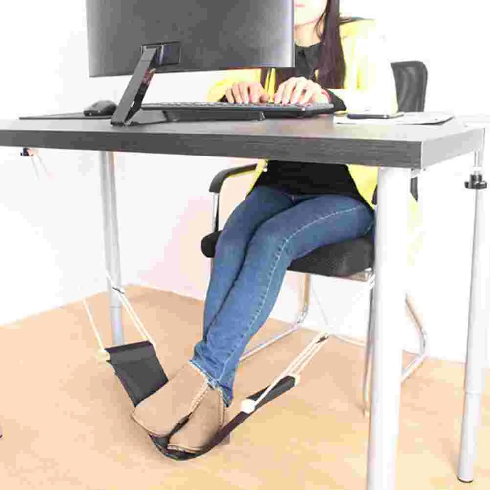 Foot Hammock Footrest Office Collapsible Table Desk Hanging Under Supply Clothes Rack Resting Cushion Pillow