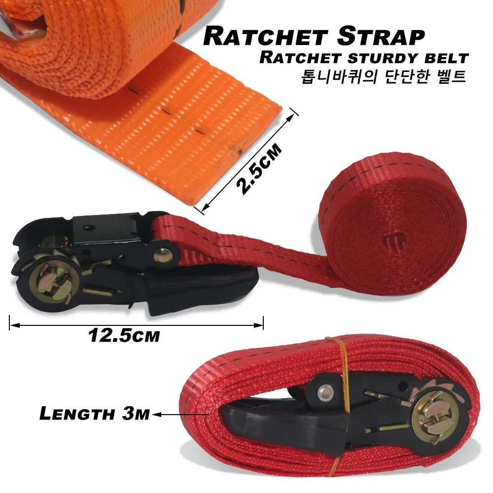 5 m langer Spanngurt mit Ratschenverschluss für den Gütertransport, Spannseil für den Transport von Gepäck und Waren, Outdoor-Camping – Detail 14