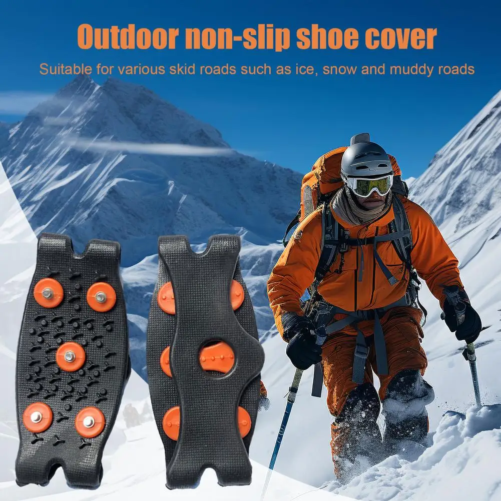 

1 Pair Ice Grips 5-Stud Snow Gripper Over Shoe Boot Traction Cleat Anti-slip Crampons Ski Shoes Cover for Hiking Shoes