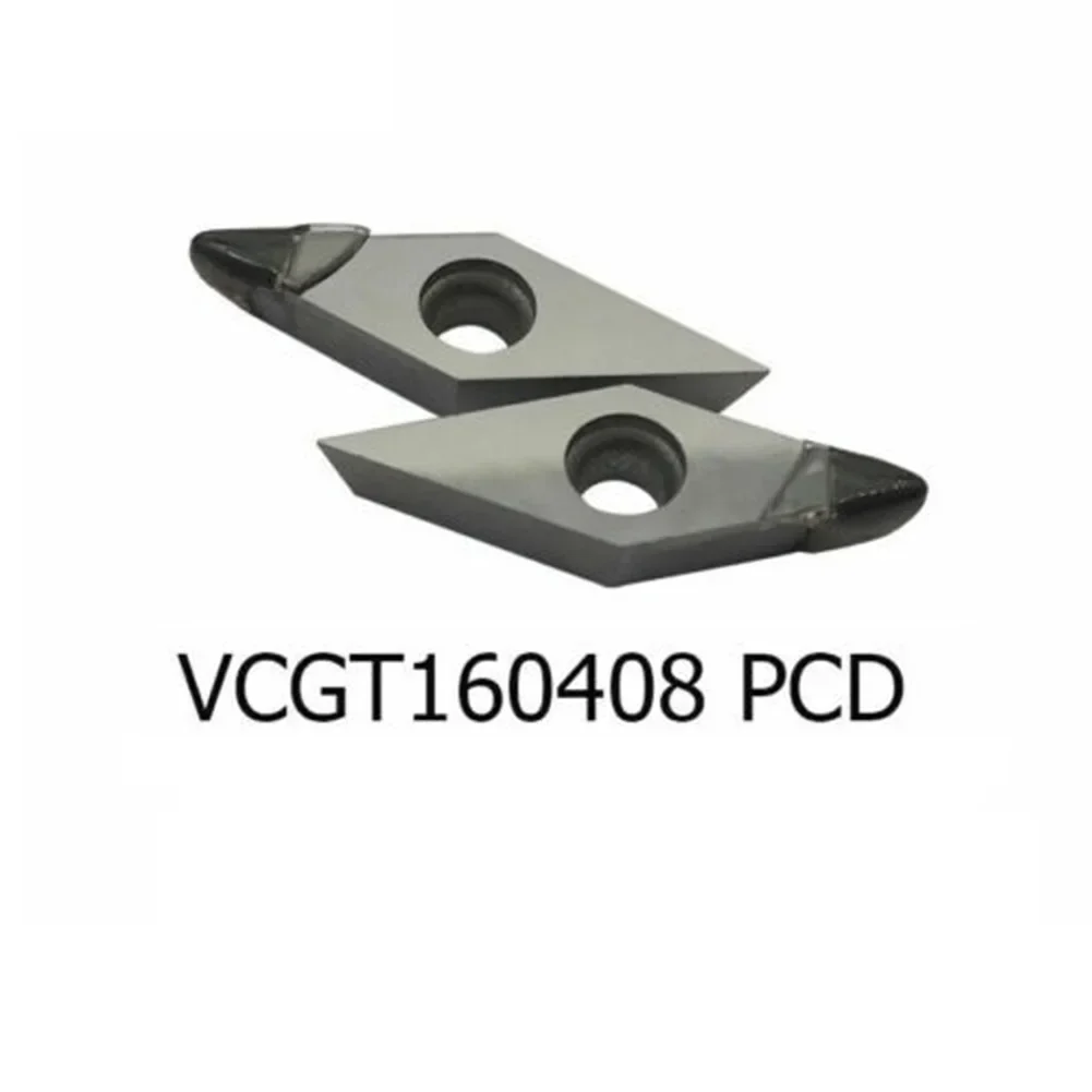 2pcs VCGT160408 PCD Polycrystalline Diamond Blade Inserts Internal Turning Tool CNC Lathe Cutter Tool Accessories