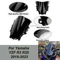 Parabrisas de motocicleta de doble burbuja para Yamaha YZF R3 R25 2019 2020 2021 2022 2023, Deflector de viento para parabrisas delantero