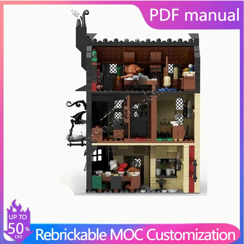 

1310 шт., модульный котел, MOC, креативный вид на улицу, пазлы на заказ, архитектура, сделай сам, образование, сборная модель, игрушки, подарки