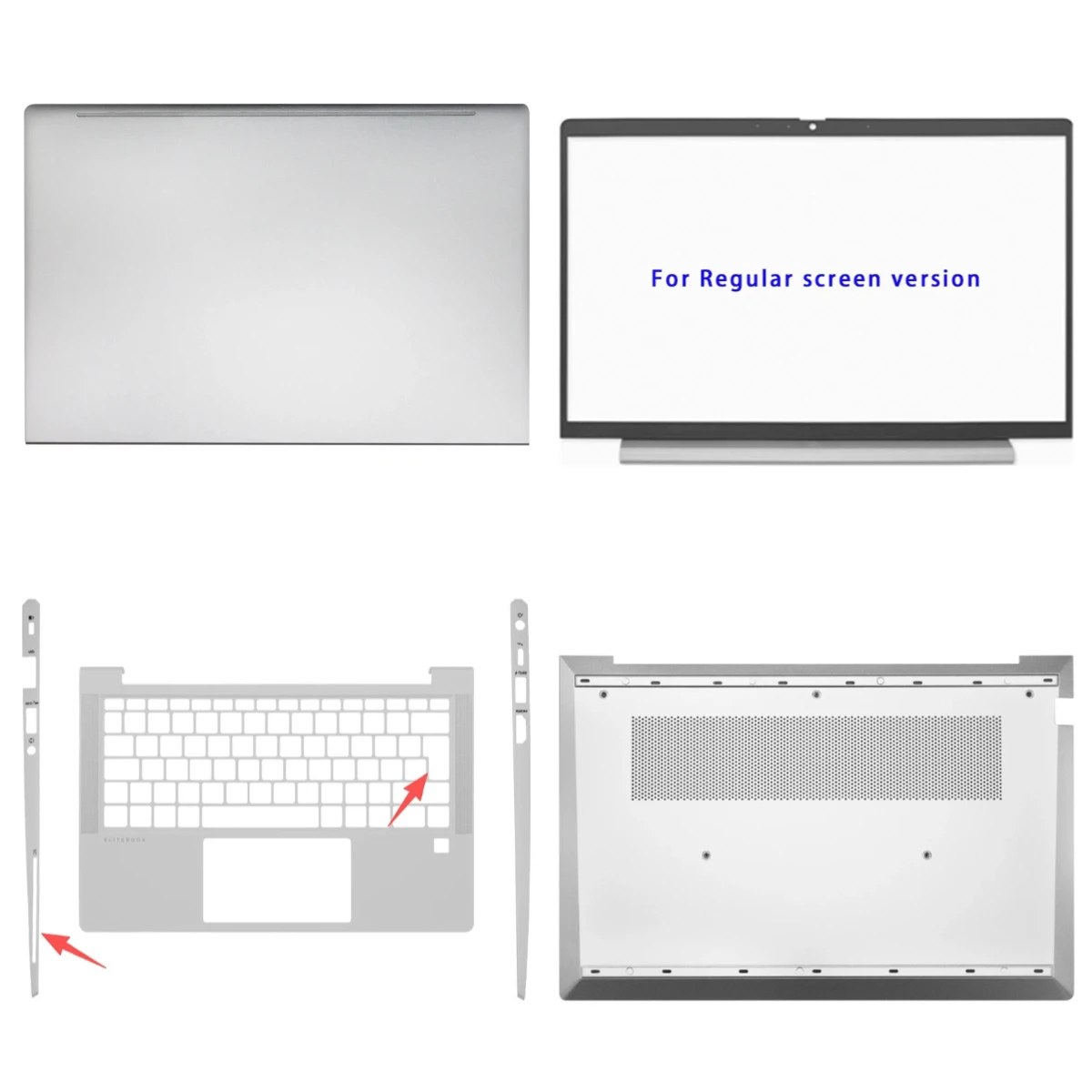 HSN-Q33C, EliteBook 630 G9, G10 Laptop: LCD Top Cover, Screen Frame, Palm Rest, Bottom Shield, Keyboard, ABCD Cover