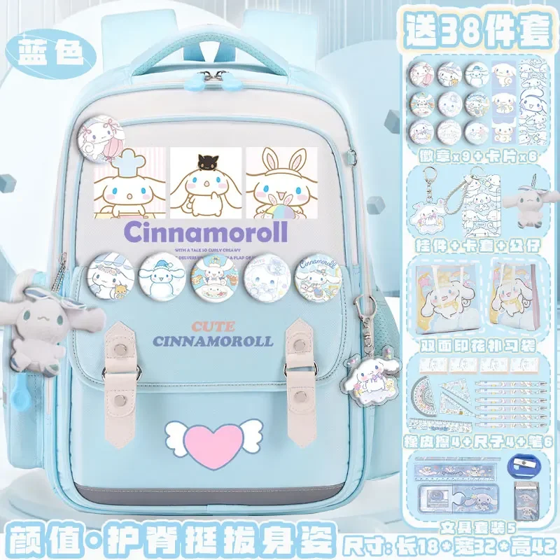 Новый школьный ранец Sanrio Cinnamoroll Babycinnamoroll, вместительный Повседневный водонепроницаемый рюкзак с милым мультяшным рисунком