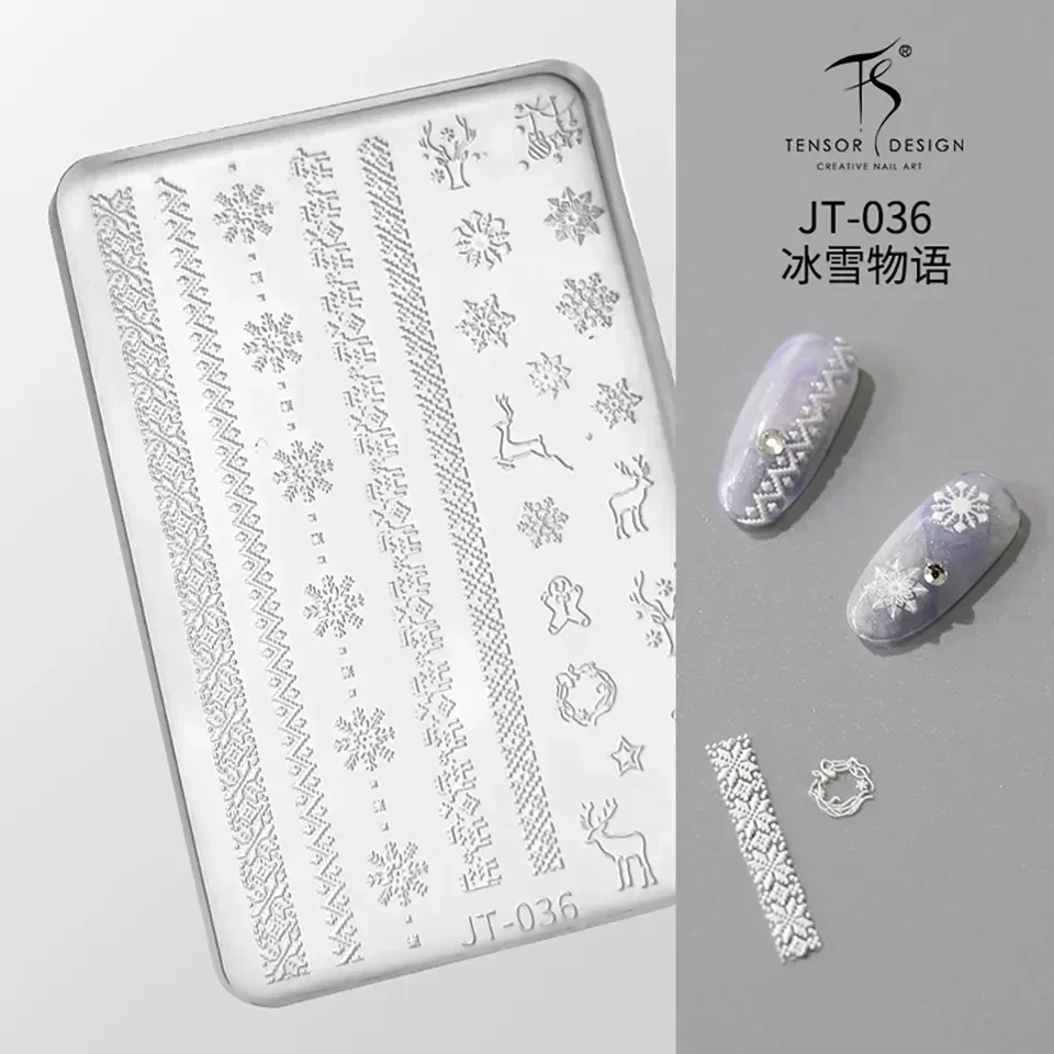 Lovely Snowman Winter Snowflake Flowers Christmas Elk Bowknot Nail Accessories Manicure Silicone Carving Mold Mould DIY Template