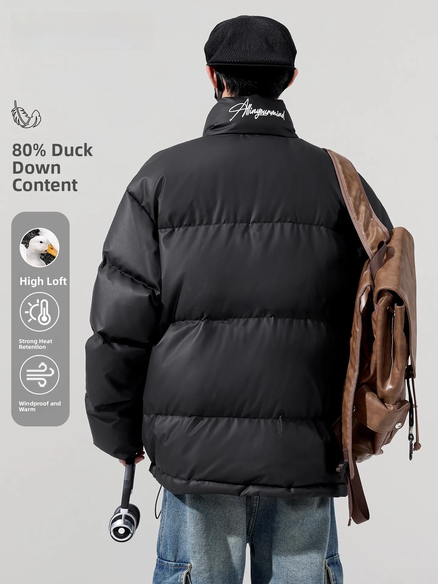 معطف Genio Lamode American Sle down Jaet للرجال والنساء شتوي دافئ من جلد البولي يوريثان معطف خبز للأزواج المطابقين ملابس خارجية #3