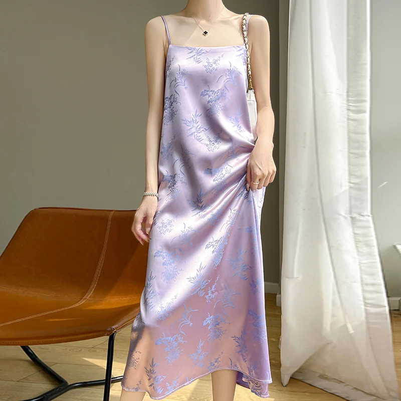 Summer New Ladies Temperament Suspender Dress Acetic Acid Satin Dress High Sense New Suspender Skirt