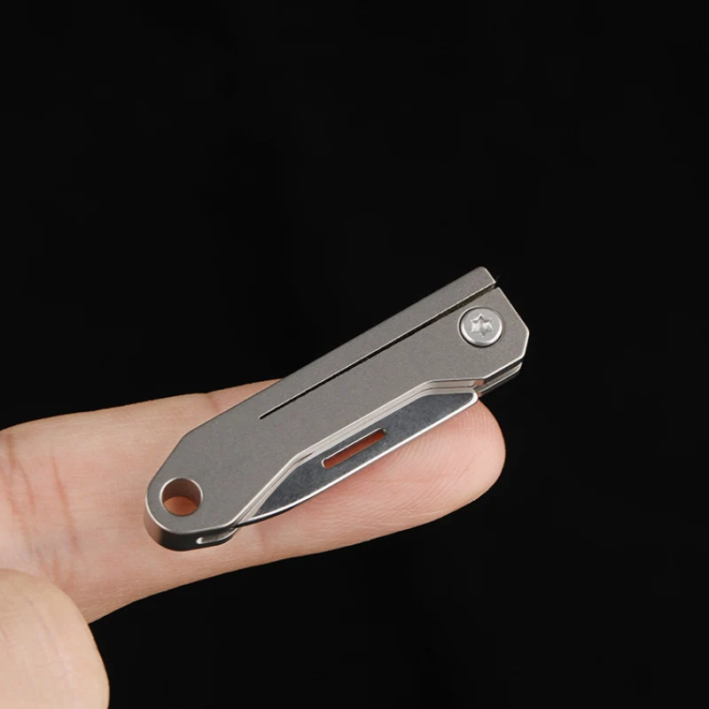 Titanium Alloy Mini Folding Knife Demolition Courier Knife Portable EDC Keychain Self-defense Pocket Knife