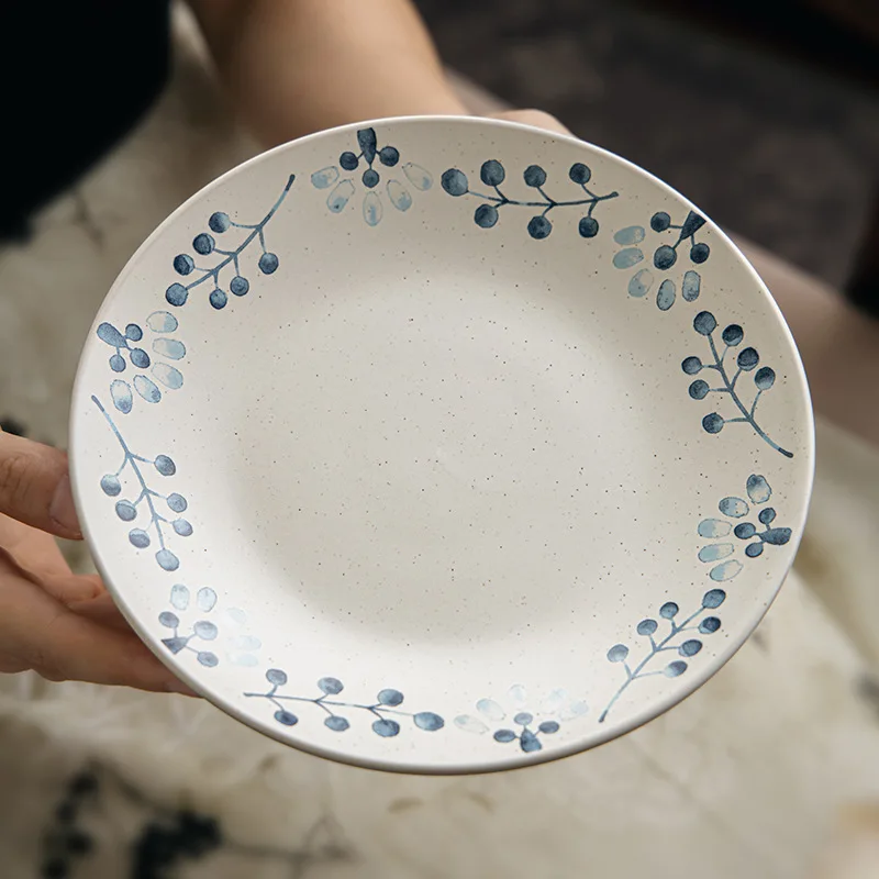 Prato de cerâmica de 7 polegadas, prato requintado para café da manhã, prato francês para sobremesa, prato de macarrão para hotel, prato criativo e simples.