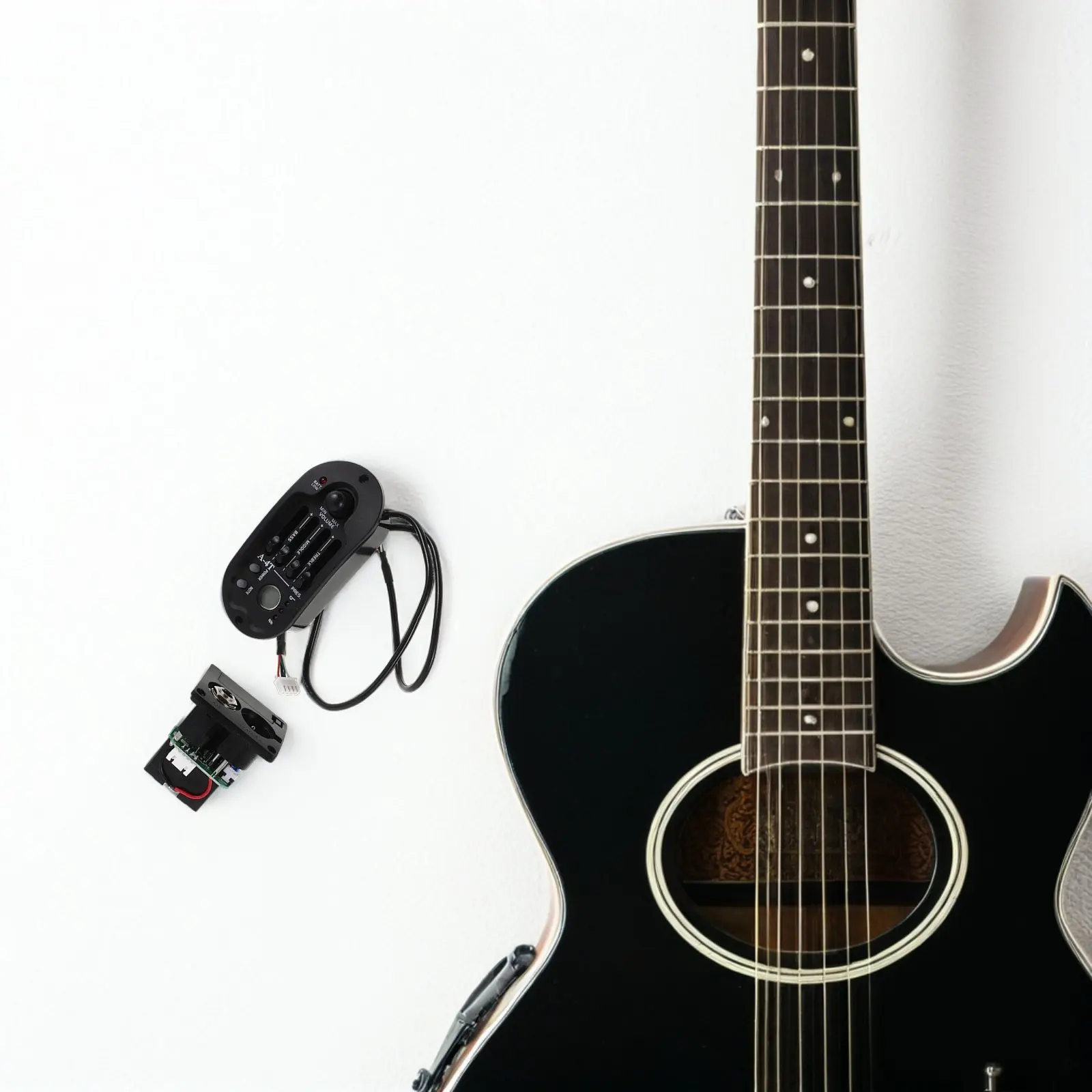 1 Juego de Sistema de Preamplificador para Guitarra Acústica, Ecualizador de 4 Bandas, Afinador Electrónico con Pantalla LCD para Guitarra Acústica/Eléctrica
