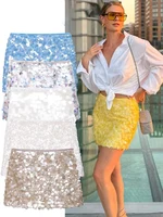 HH-minifalda ajustada con lentejuelas para mujer, falda elegante de estilo de fiesta brillante, Sexy, de cintura alta, corte en A, 2025