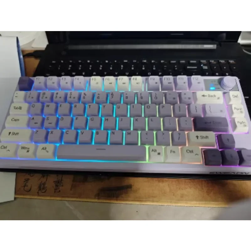 Teclado inalámbrico V75, periférico multifuncional con modo Dual, Bluetooth 5,0, RGB, portátil, carga silenciosa, para PC y portátil, 81 teclas