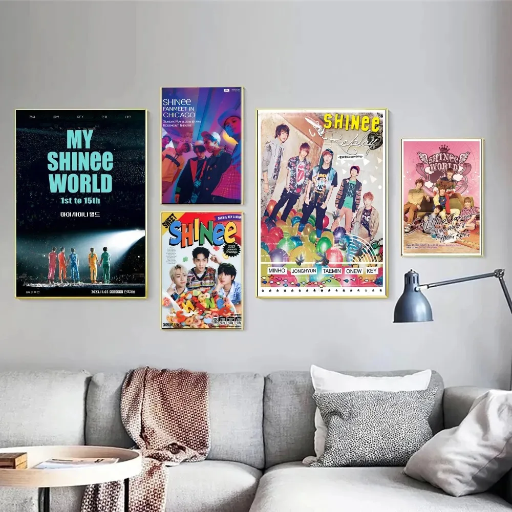 Kpop Korean Boys SHINee Poster Sticky Posters Retro Kraft Paper Sticker DIY Room Bar Cafe Aesthetic Art Wall Painting - view 5