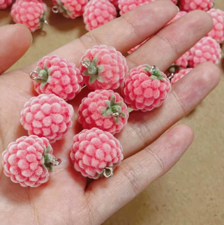 Lot 10 Pcs Resin Flocking Raspberry Charms Jewelry Making  Earrings Pendants Necklaces Bracelets DIY Accessories gift