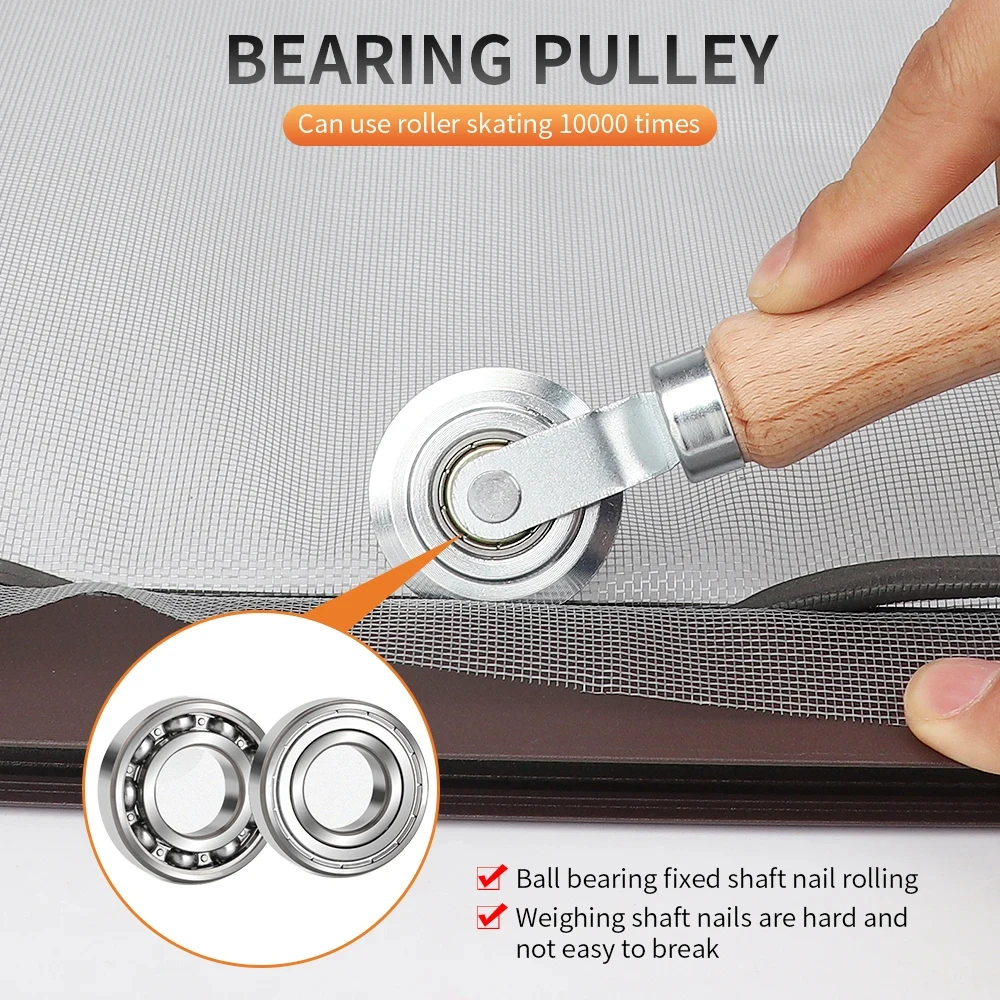 3pcs Stainless Steel /Rubber Gauze Wheel Window Install Tools Screen Door Installation Hand Spline Roller Mesh Pressing Wheel