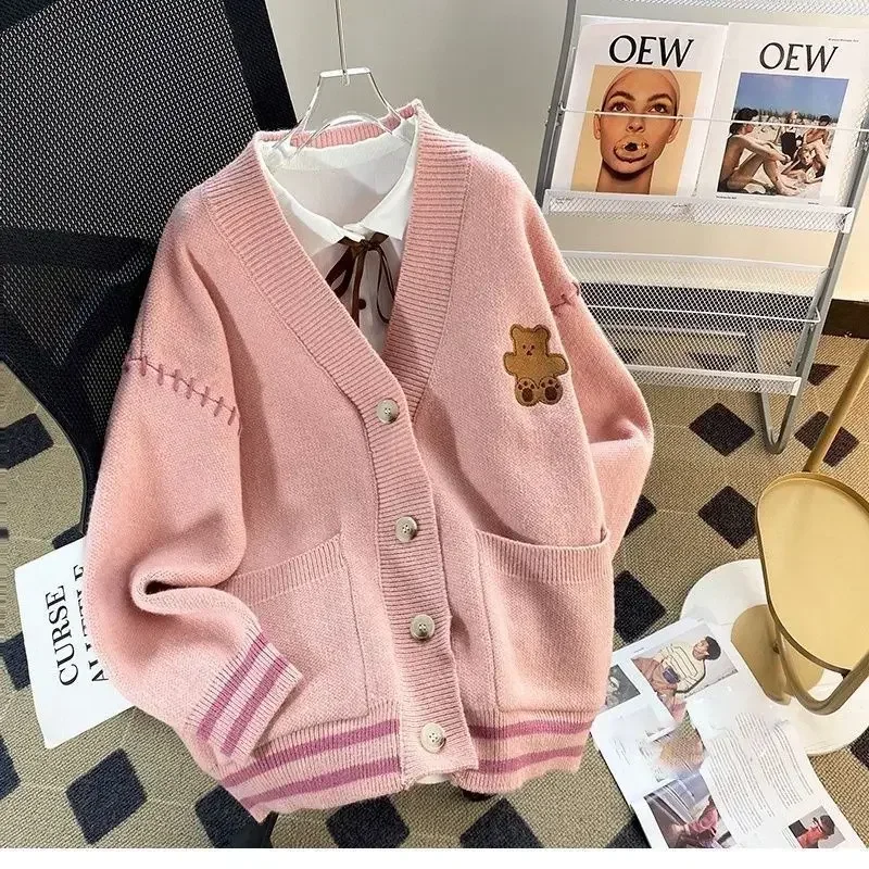 Little Bear Cardigan Jacket, Autumn and Winter New Style, Loose and Gentle, Women\'s Knitted Top, Outerwear Women\'s Clothing
