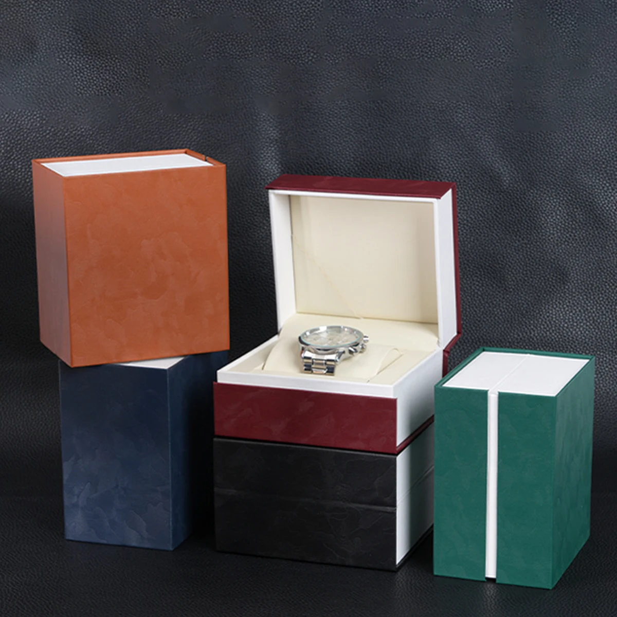 New PU Seashell Pattern Leather Watch Box Single Watch Case Portable Travel Watch Storage Box Gift Scratch-Resistant Watch Box