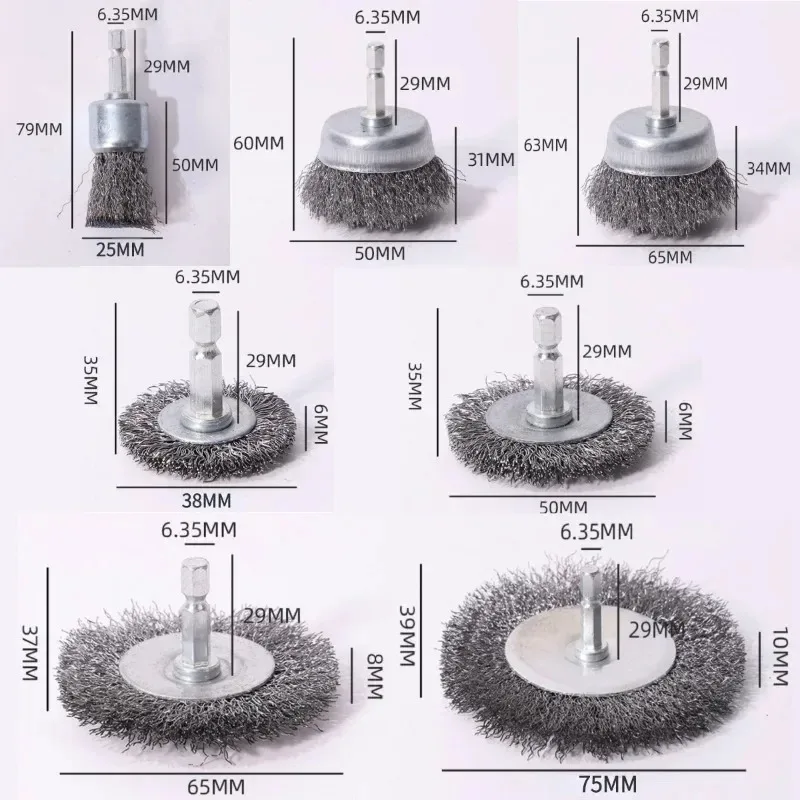 Wire Brush Wheel Cup Brush Set,Wire Brush for Drill 1/4 Inch Hex Shank 0.012 Inch Coarse Carbon Steel Crimped Wire Wheel