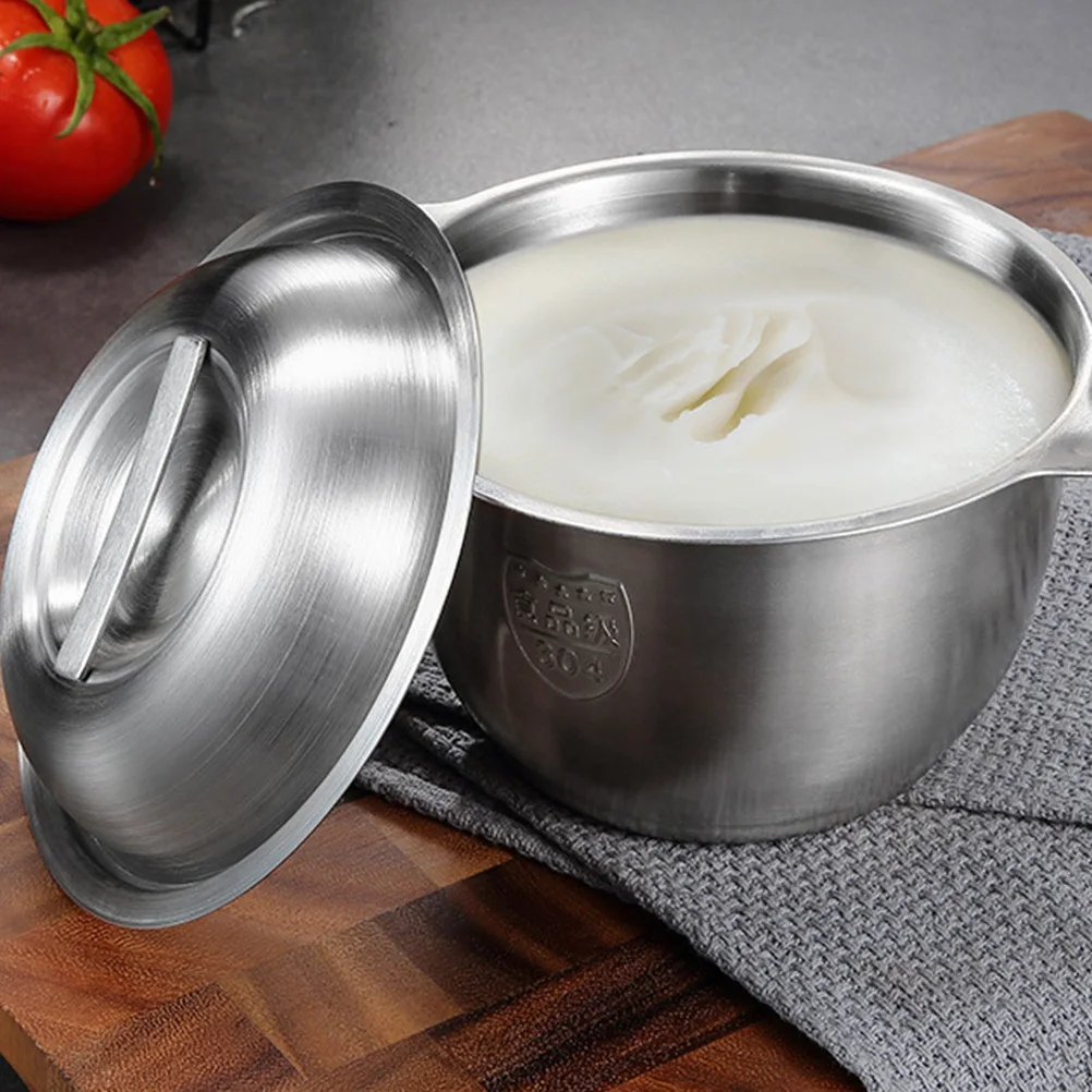 

1Pcs Stainless Steel Soup Basin with Lid Anti-Scald Handles for Soup Oil Food Storage Rustproof Kitchen Tableware Multipurpose