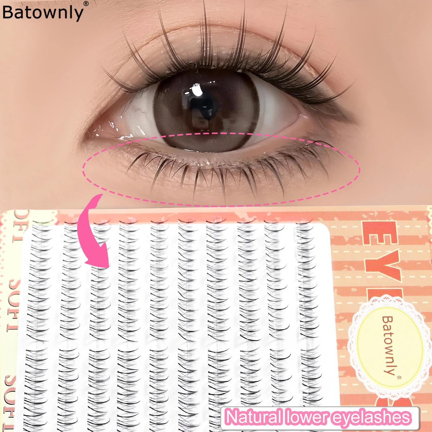 120 Clusters of Natural Long False Eyelashes, Lower Lashes with Distinct Strands, Natural Segmented Single-Cluster Lashes, Easy-To-Apply Lower Lashes, Natural Realistic Upper Lashes, Cluster Lashes That Naturally Enlarge the Eyes, Beginner-Friendly